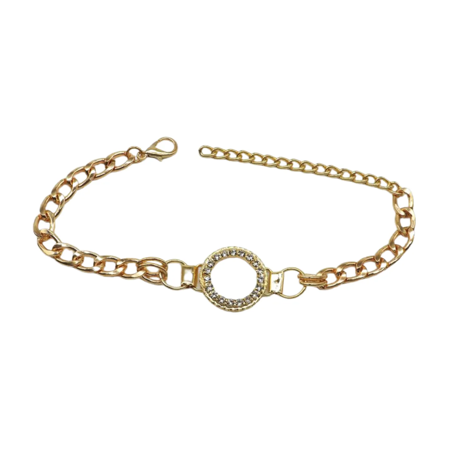 Women Gold Metal Boot Chain Bracelet Shoe Bling Circle Charm