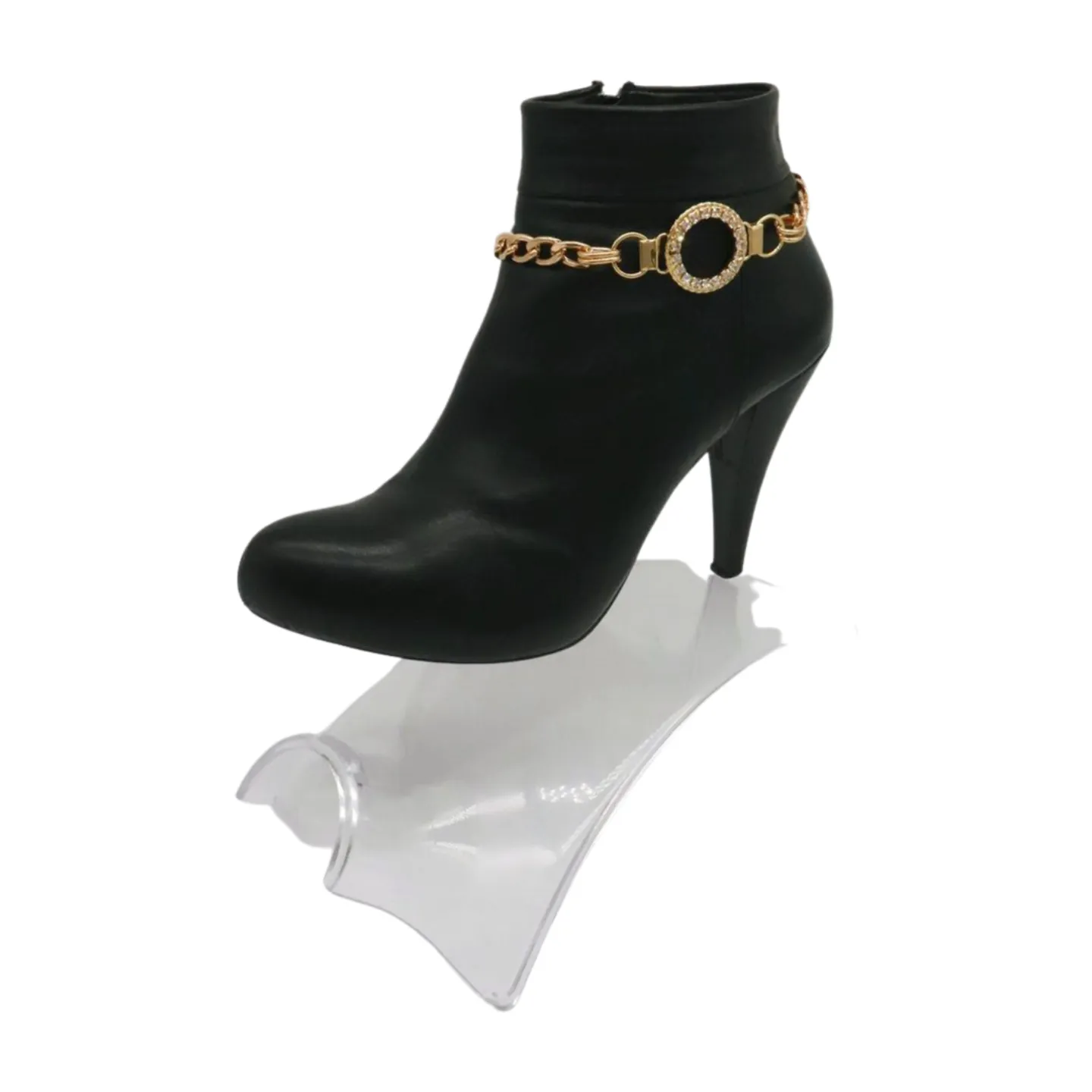 Women Gold Metal Boot Chain Bracelet Shoe Bling Circle Charm