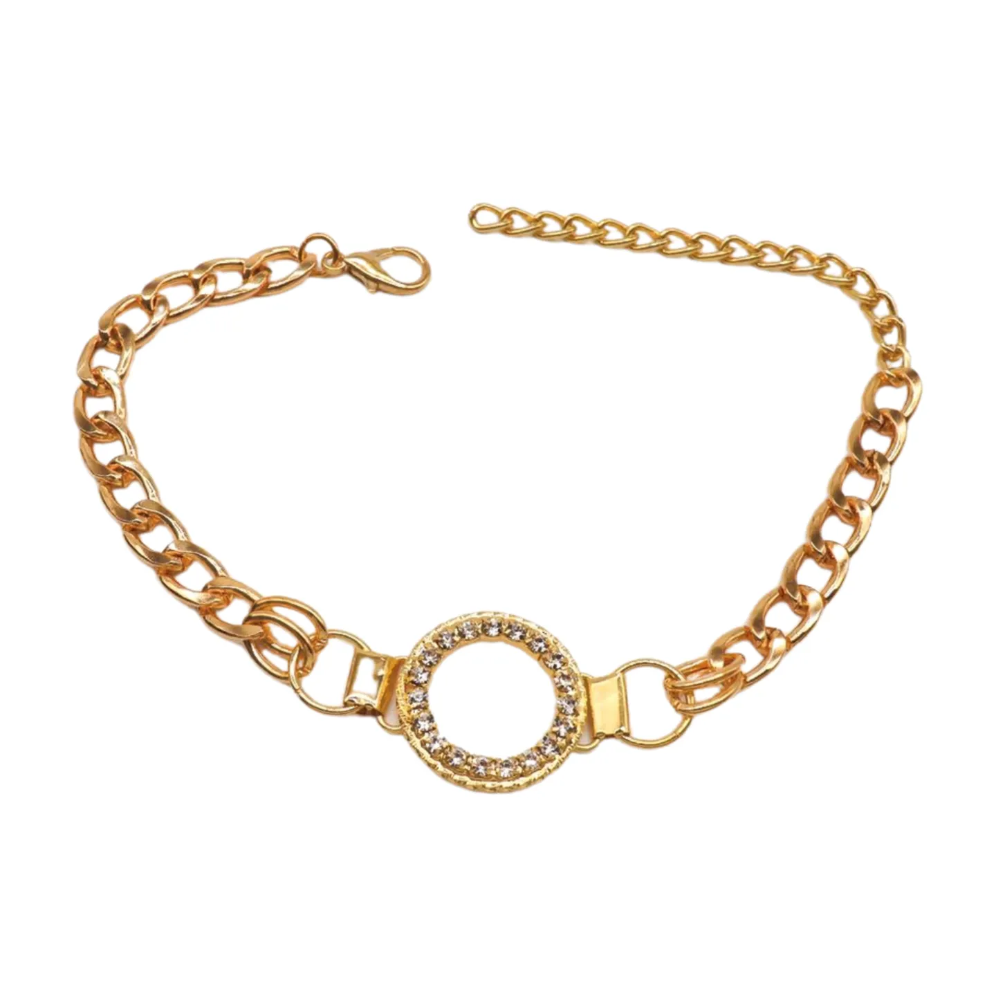 Women Gold Metal Boot Chain Bracelet Shoe Bling Circle Charm