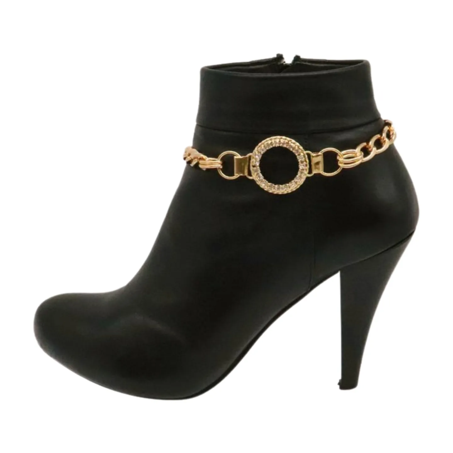 Women Gold Metal Boot Chain Bracelet Shoe Bling Circle Charm