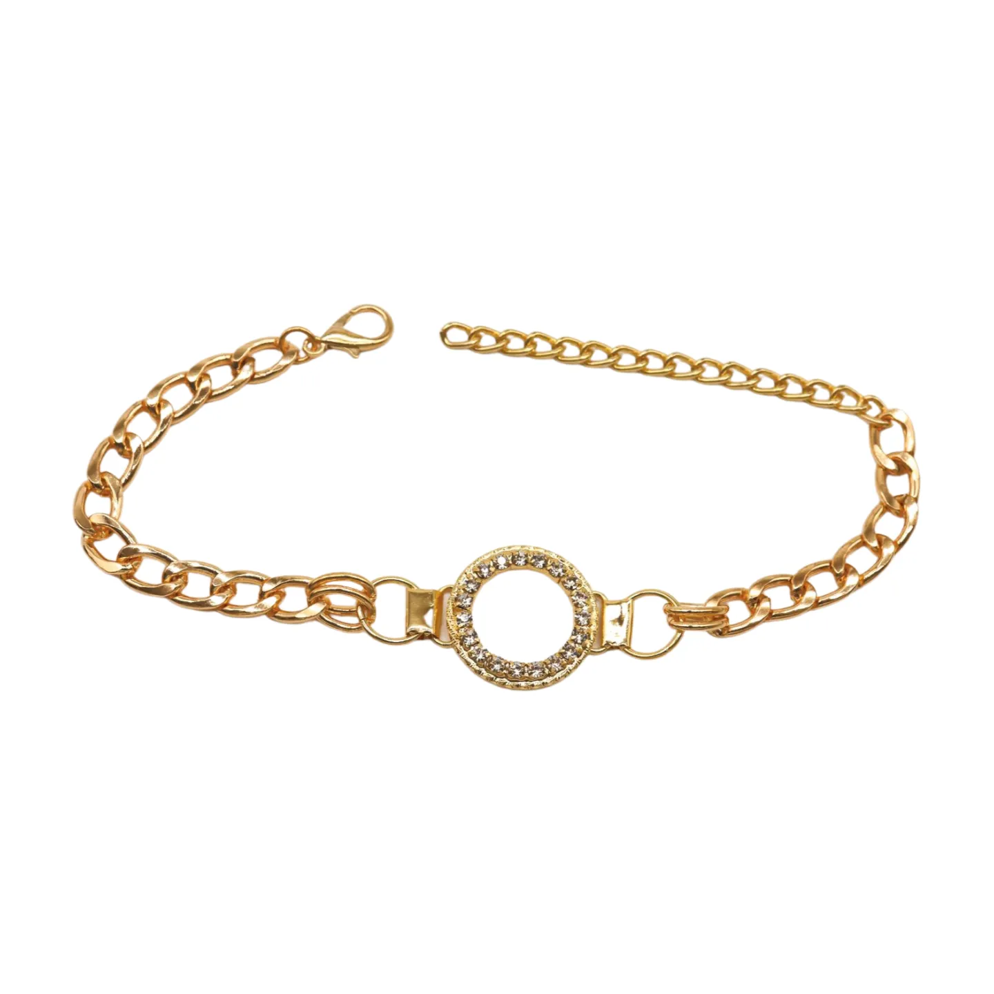 Women Gold Metal Boot Chain Bracelet Shoe Bling Circle Charm