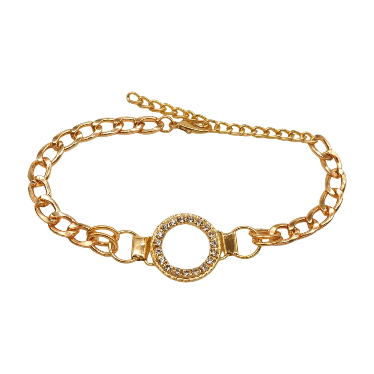 Women Gold Metal Boot Chain Bracelet Shoe Bling Circle Charm