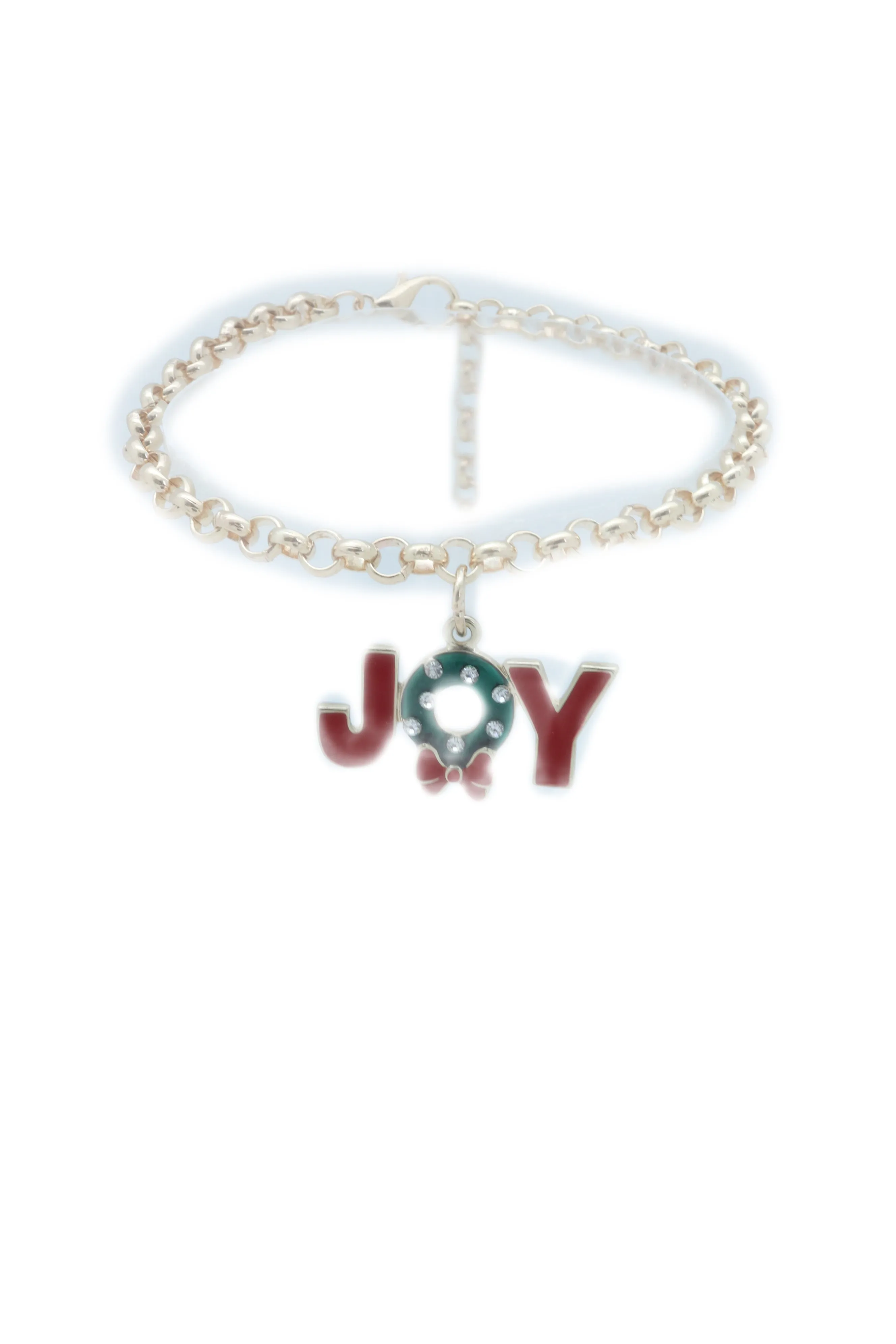 Women Gold Metal Chain Boot Bracelet Anklet Shoe Red JOY Charm Christmas Jewelry Adjustable One Size