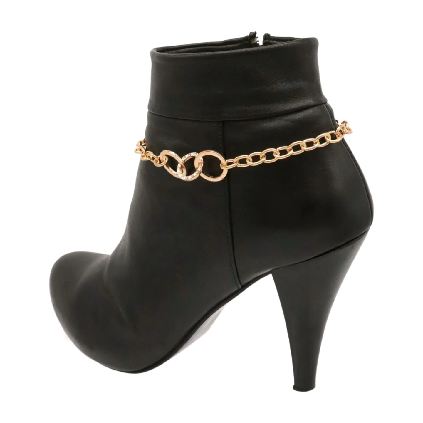 Women Gold Metal Chain Boot Bracelet Shoe 3 Links Charm