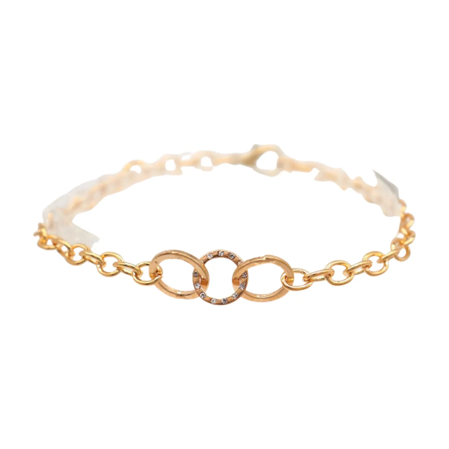 Women Gold Metal Chain Boot Bracelet Shoe 3 Links Charm