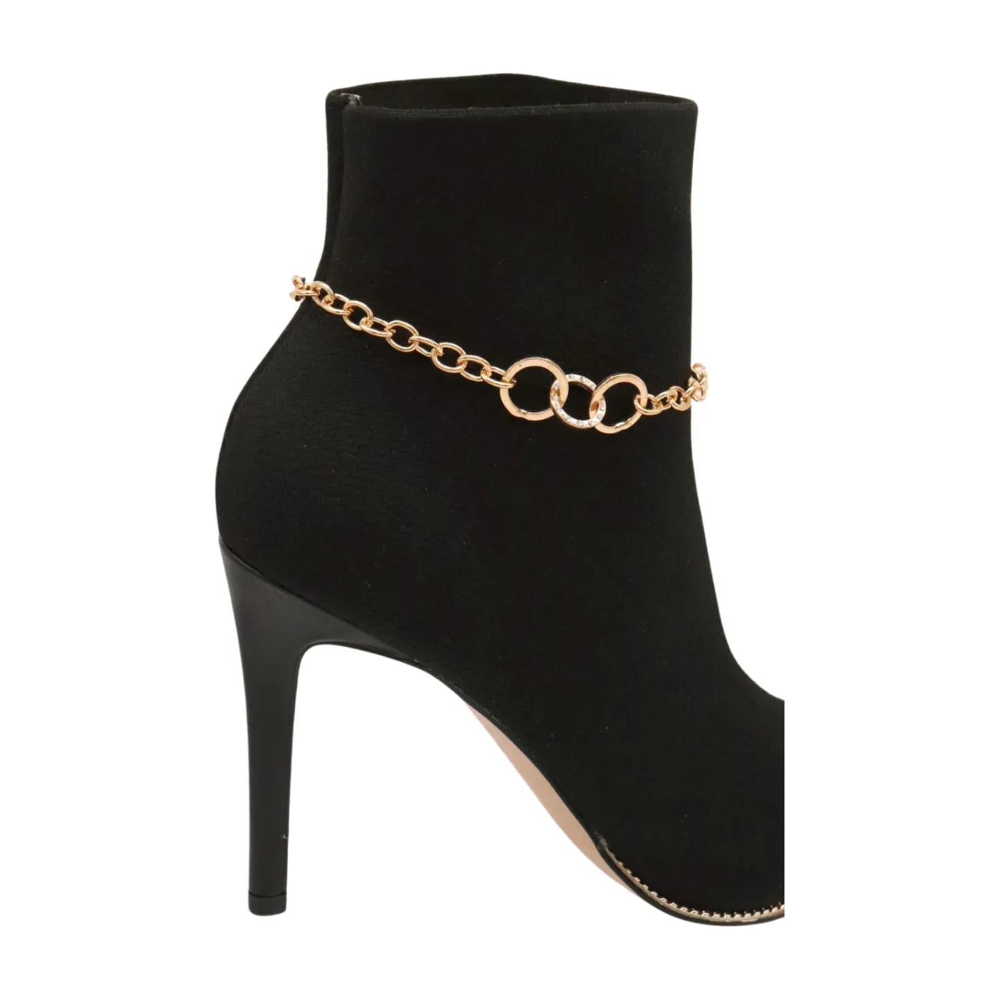 Women Gold Metal Chain Boot Bracelet Shoe 3 Links Charm