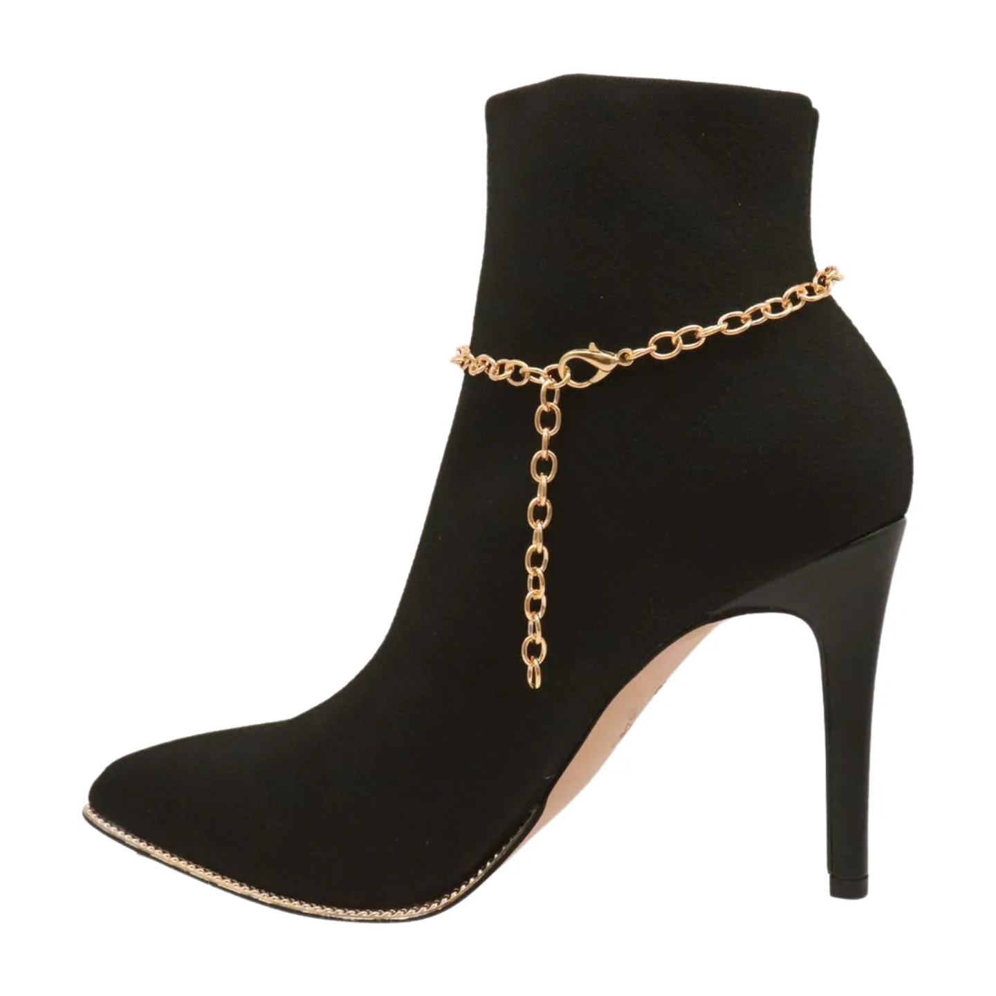 Women Gold Metal Chain Boot Bracelet Shoe 3 Links Charm