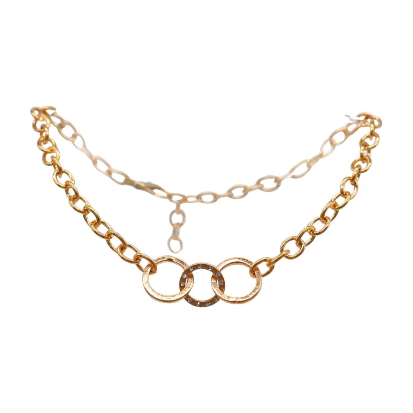 Women Gold Metal Chain Boot Bracelet Shoe 3 Links Charm