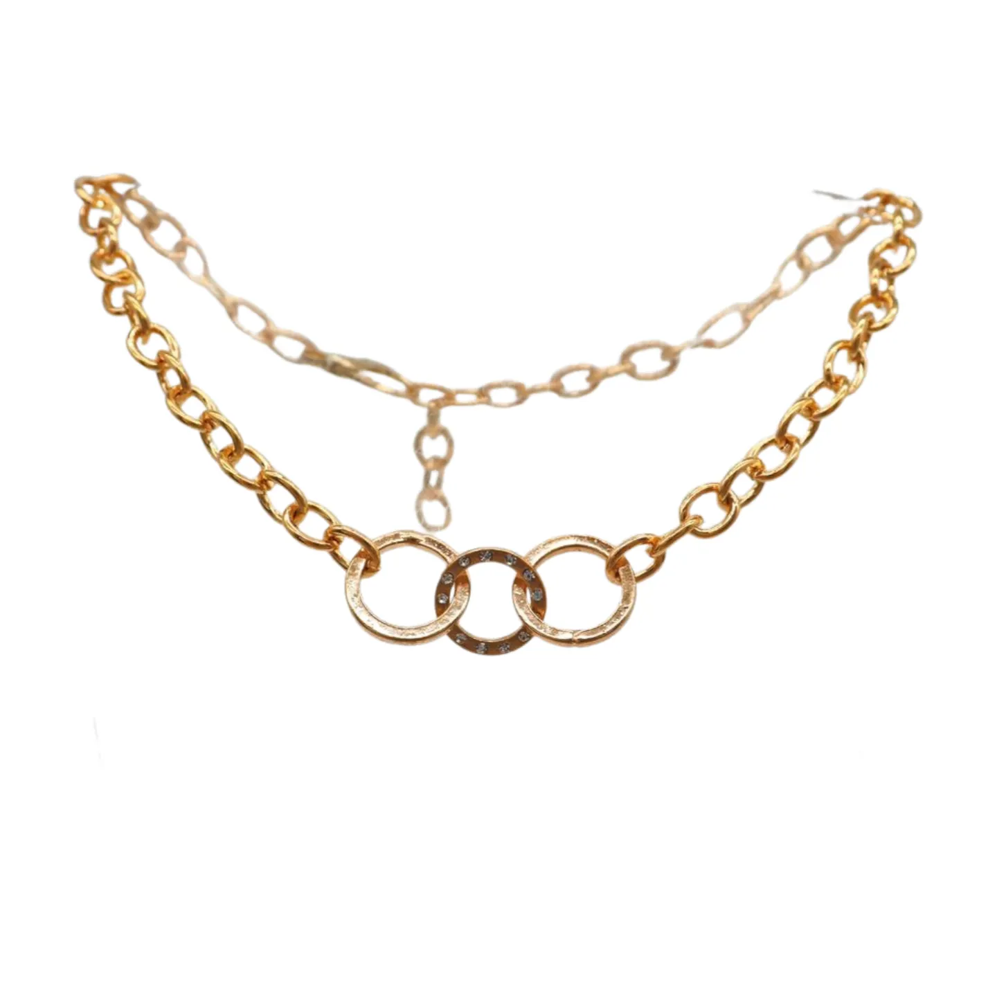 Women Gold Metal Chain Boot Bracelet Shoe 3 Links Charm