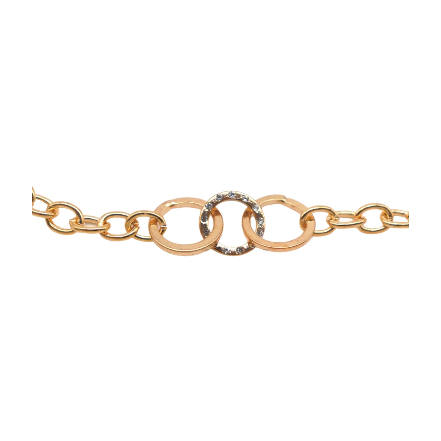 Women Gold Metal Chain Boot Bracelet Shoe 3 Links Charm