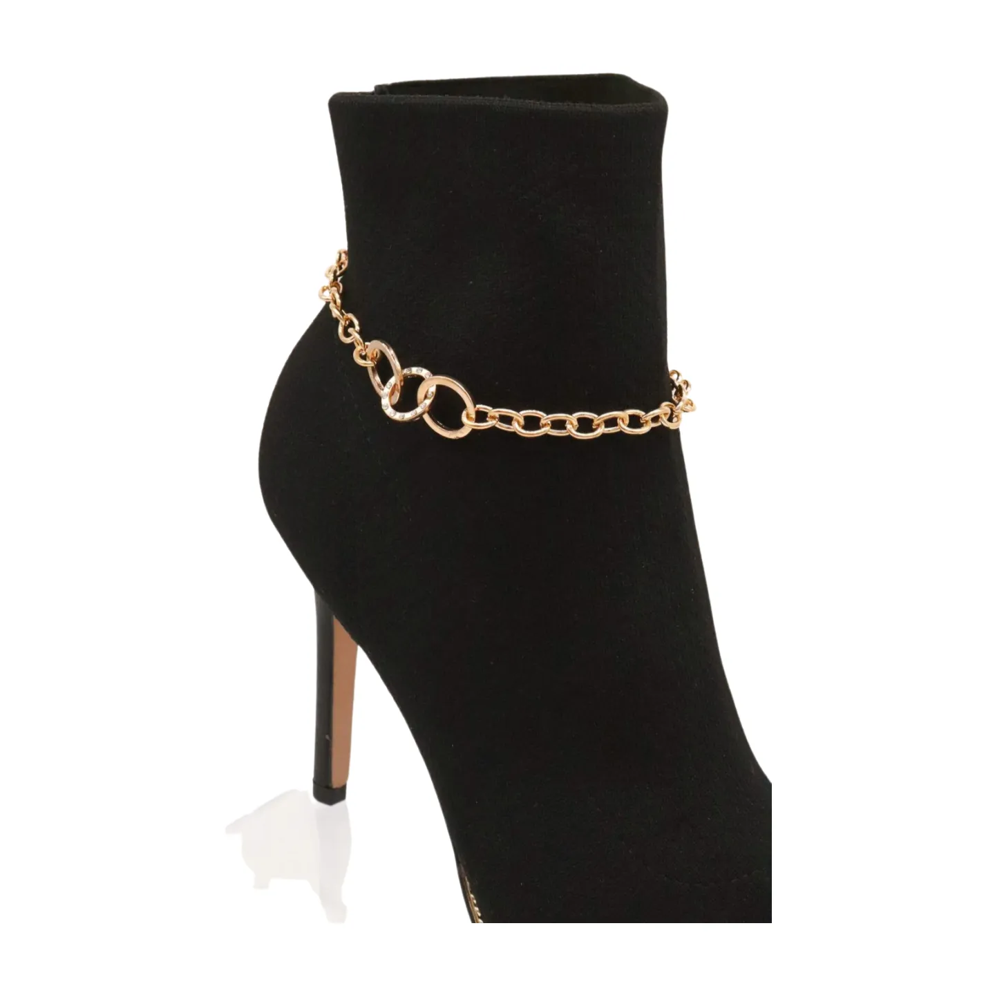 Women Gold Metal Chain Boot Bracelet Shoe 3 Links Charm