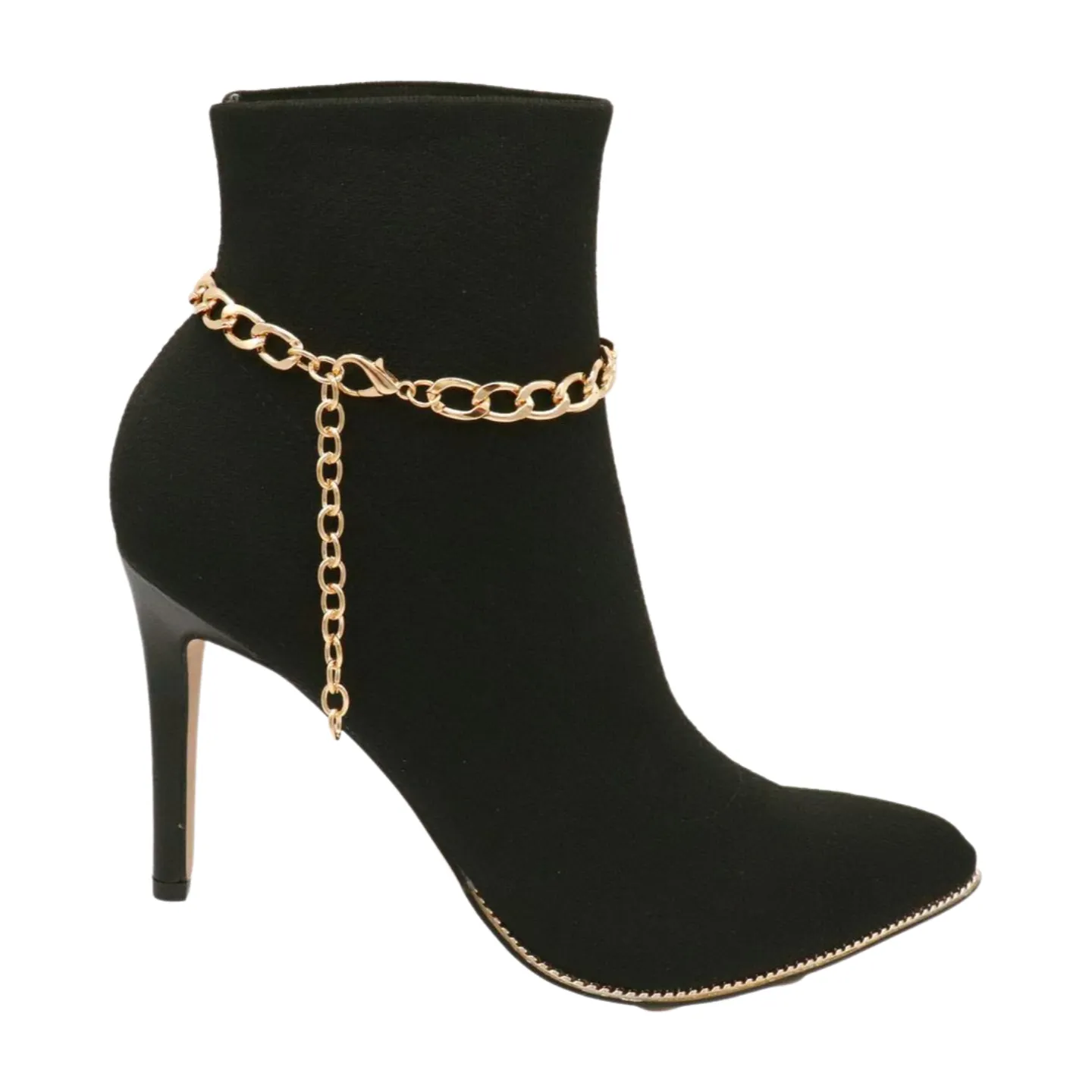 Women Gold Metal Chain Boot Bracelet Shoe Rose Flower Charm