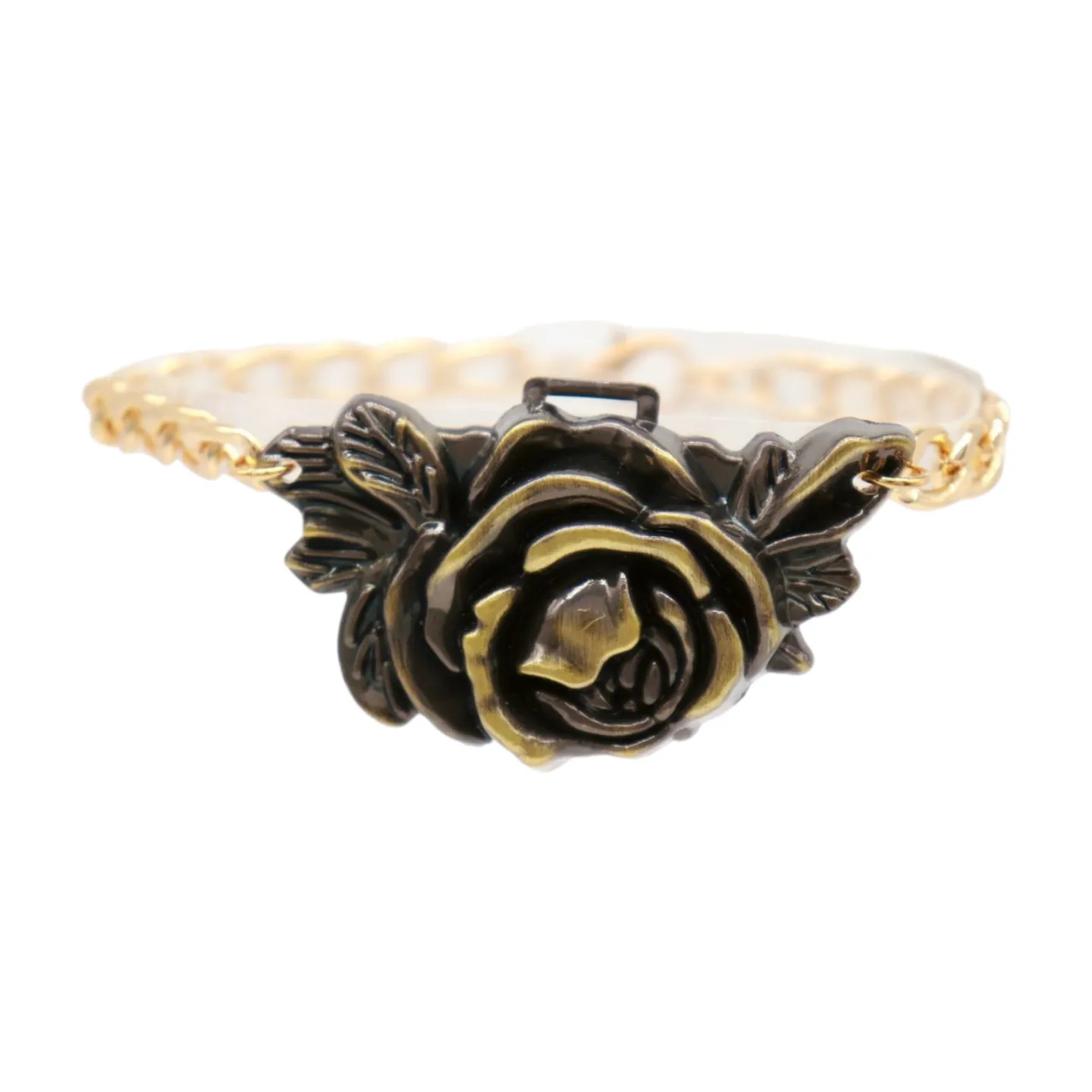 Women Gold Metal Chain Boot Bracelet Shoe Rose Flower Charm