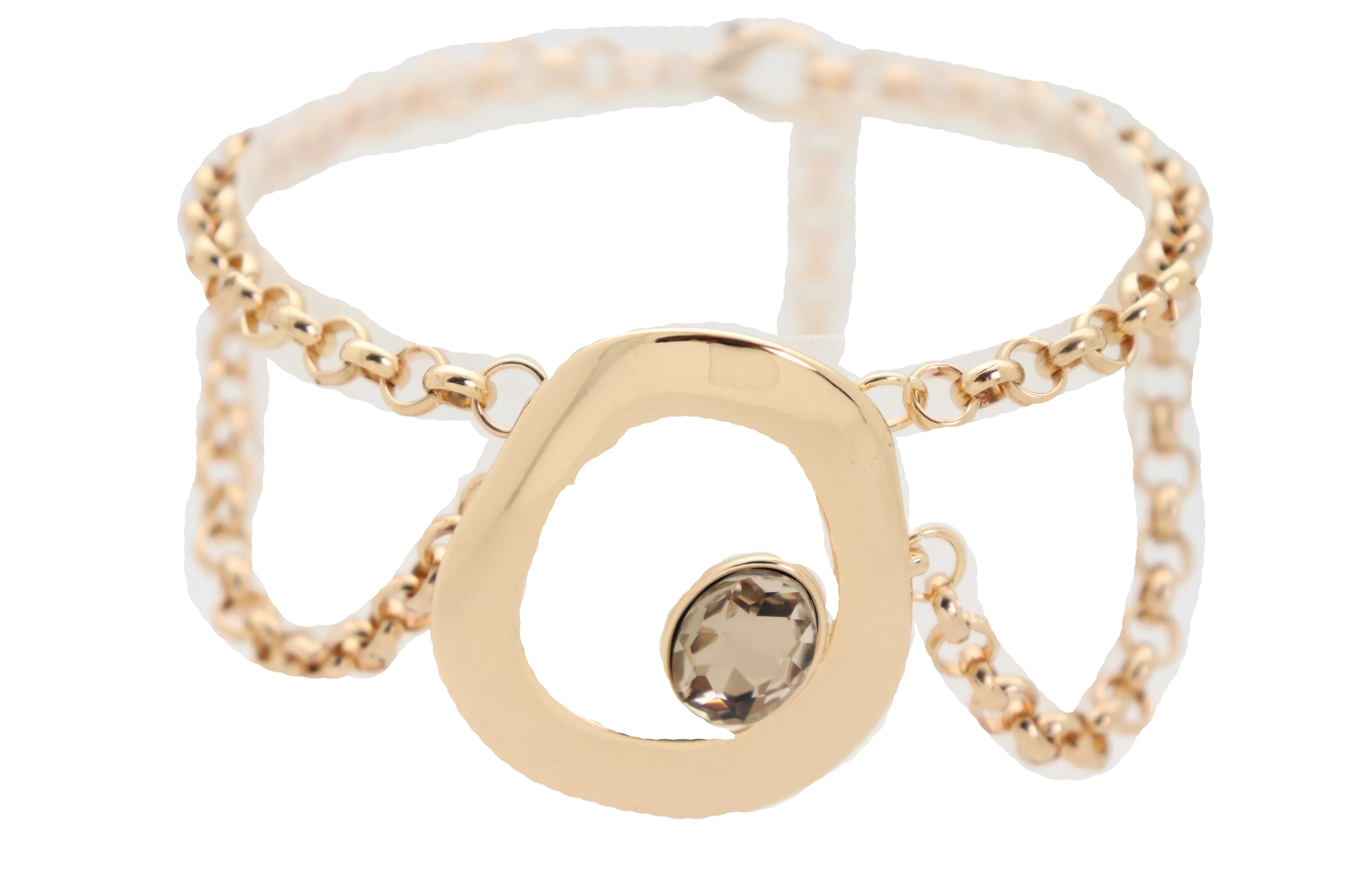 Women Gold Metal Chain Boot Bracelet Shoe Rose Flower Charm