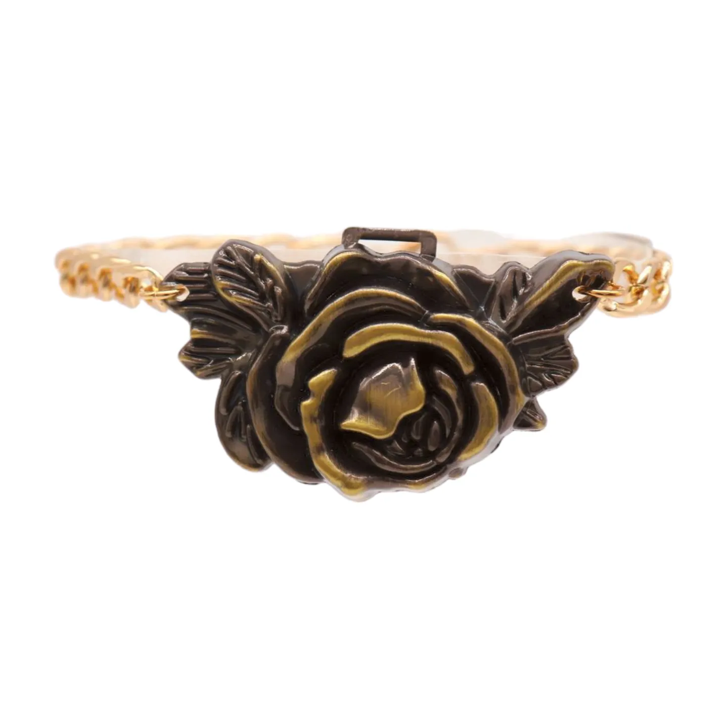 Women Gold Metal Chain Boot Bracelet Shoe Rose Flower Charm