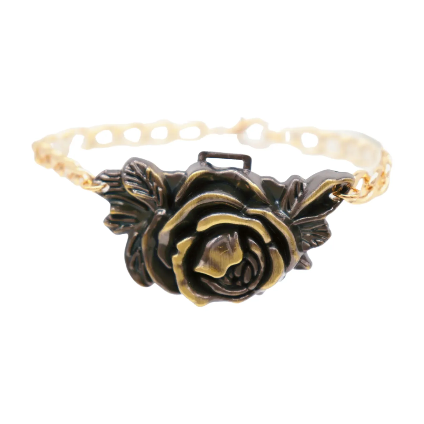 Women Gold Metal Chain Boot Bracelet Shoe Rose Flower Charm
