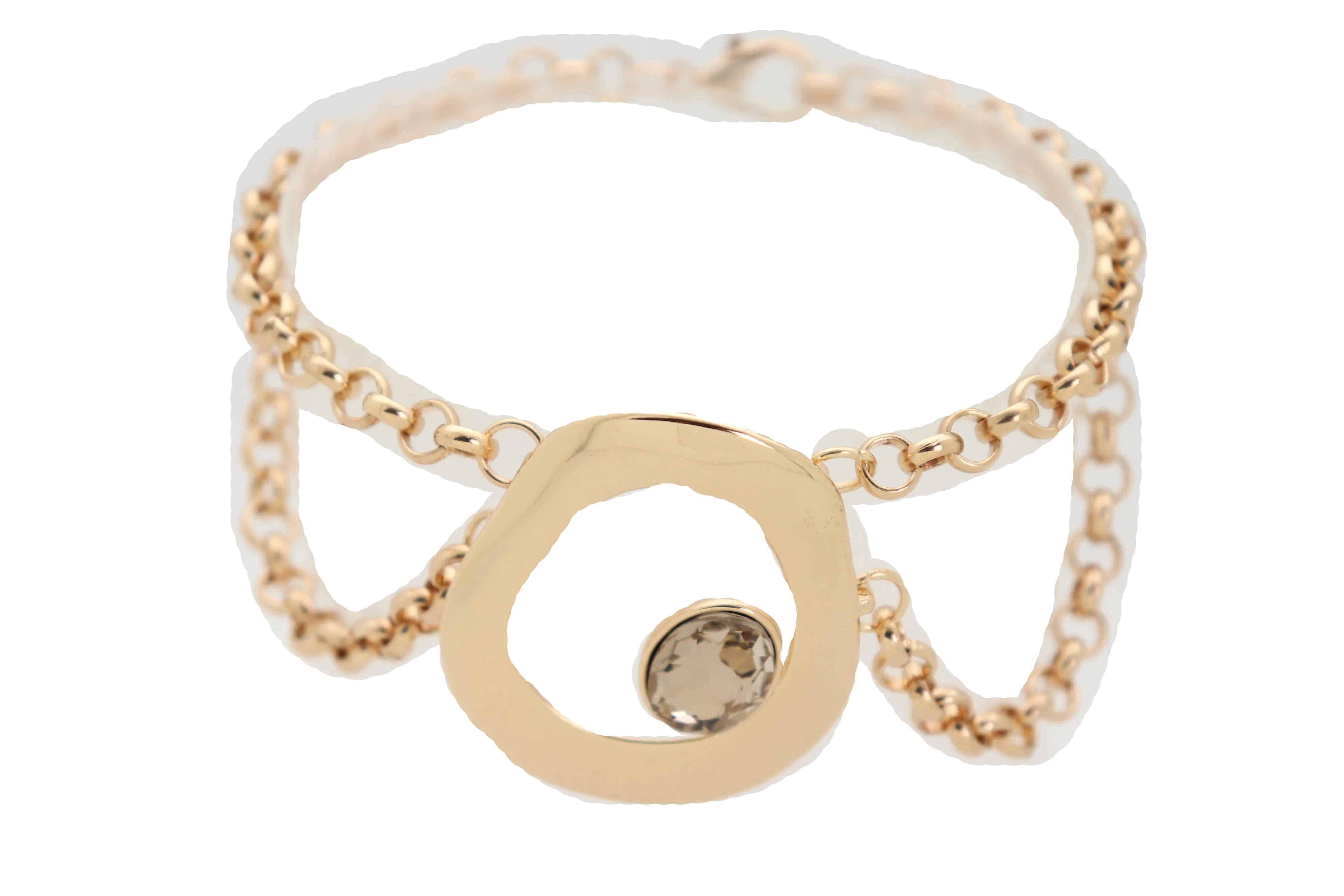 Women Gold Metal Chain Boot Bracelet Shoe Rose Flower Charm