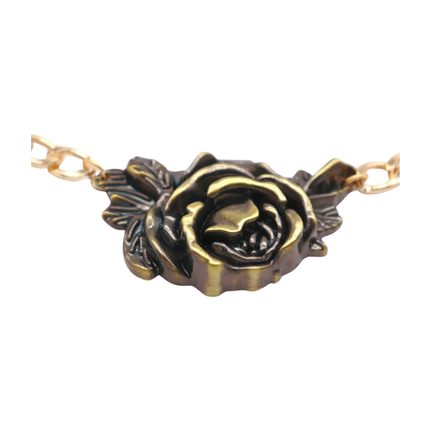 Women Gold Metal Chain Boot Bracelet Shoe Rose Flower Charm