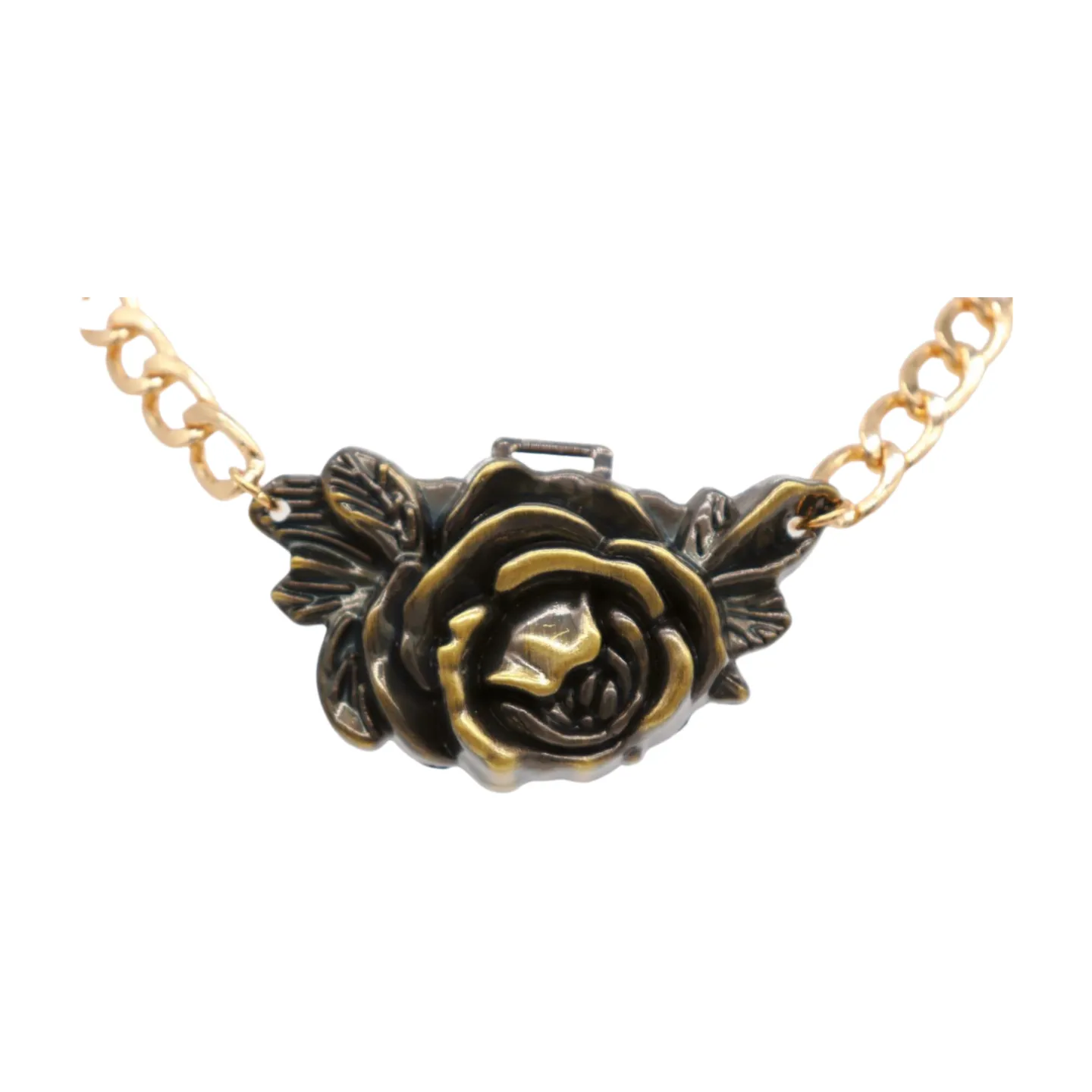 Women Gold Metal Chain Boot Bracelet Shoe Rose Flower Charm