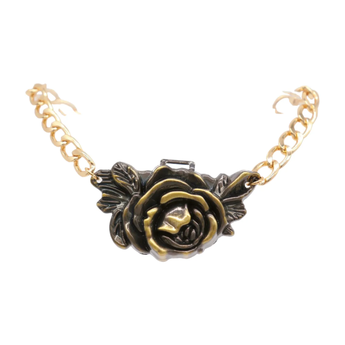 Women Gold Metal Chain Boot Bracelet Shoe Rose Flower Charm