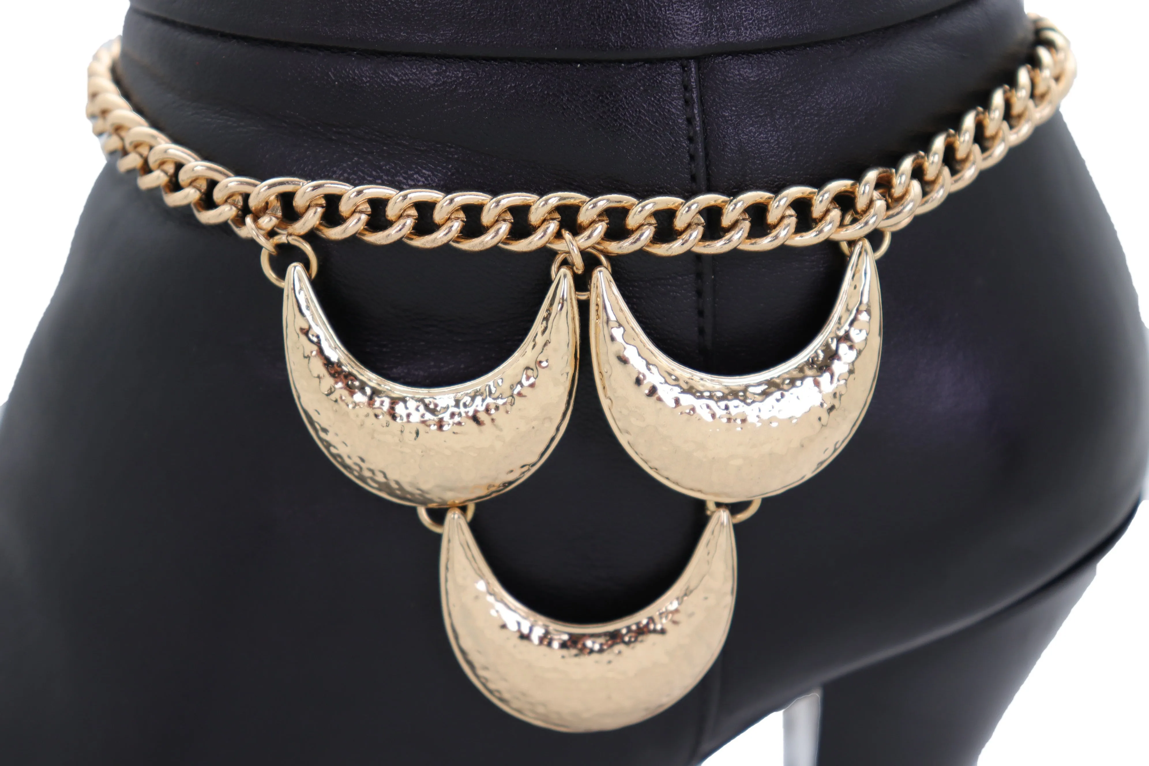 Women Gold Metal Chain Western Boot Bracelet Shoe Anklet Bling Chic Moon Charm