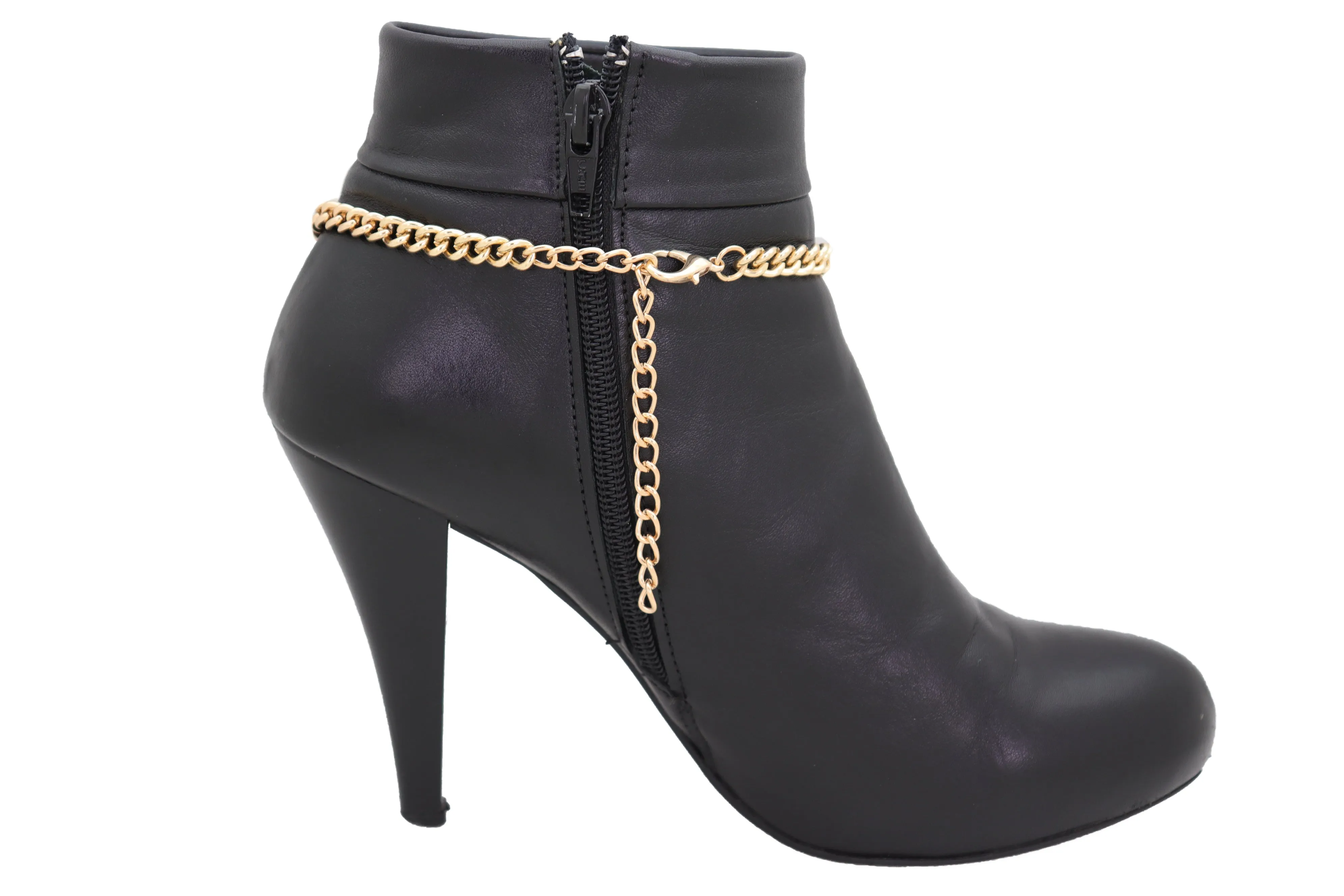 Women Gold Metal Chain Western Boot Bracelet Shoe Anklet Bling Chic Moon Charm