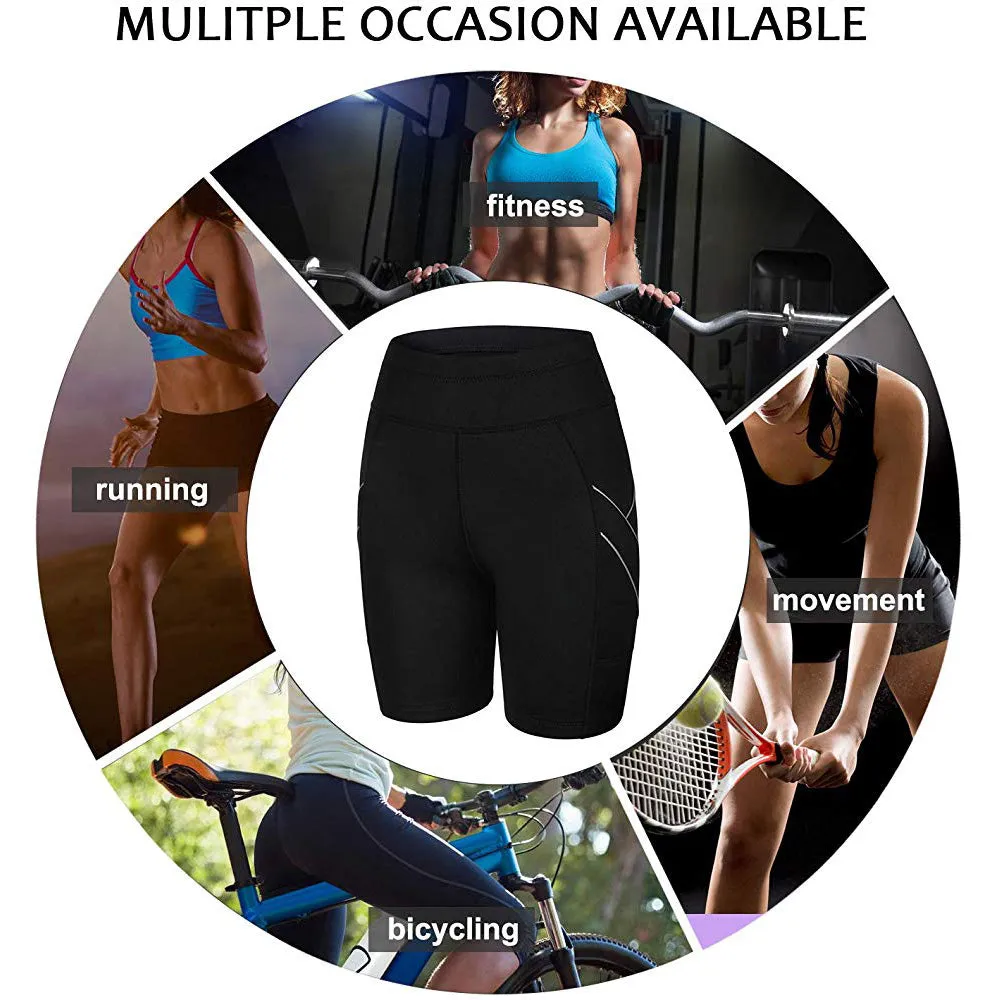 Women neoprene sauna sweat shorts with pocket