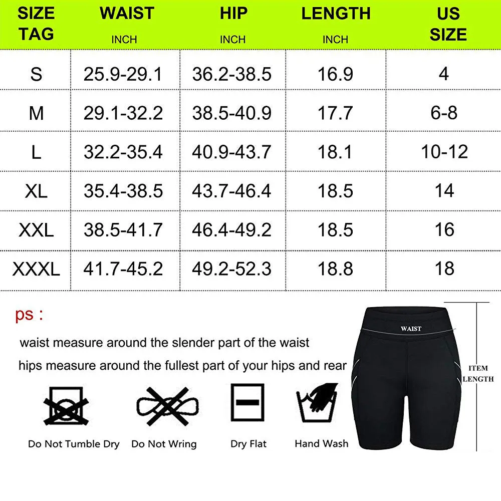 Women neoprene sauna sweat shorts with pocket