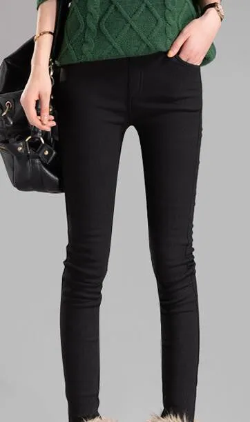women pants capris plus size pencil pants fleece warm casual pants female trousers elastic Autumn Winter velvet thick leggings