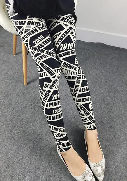 Women Printed Leggings Spandex Knitted Fashion Skinny Leggins Primavera Pants Women