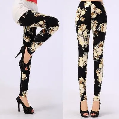 Women Printed Leggings Spandex Knitted Fashion Skinny Leggins Primavera Pants Women
