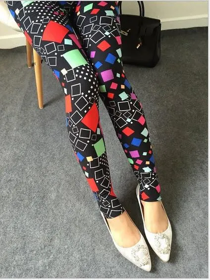 Women Printed Leggings Spandex Knitted Fashion Skinny Leggins Primavera Pants Women