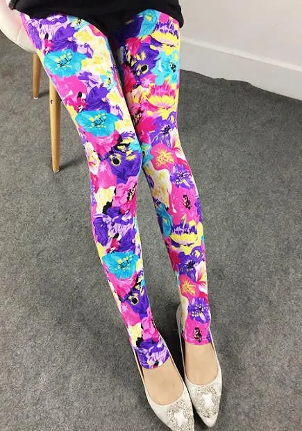 Women Printed Leggings Spandex Knitted Fashion Skinny Leggins Primavera Pants Women