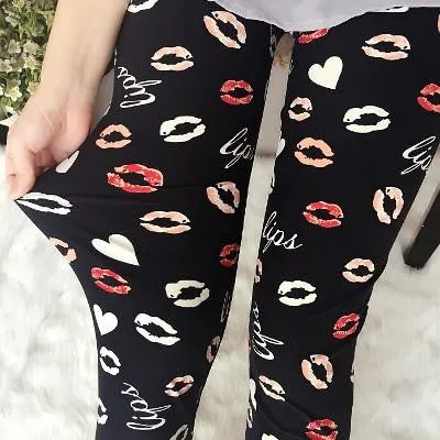 Women Printed Leggings Spandex Knitted Fashion Skinny Leggins Primavera Pants Women