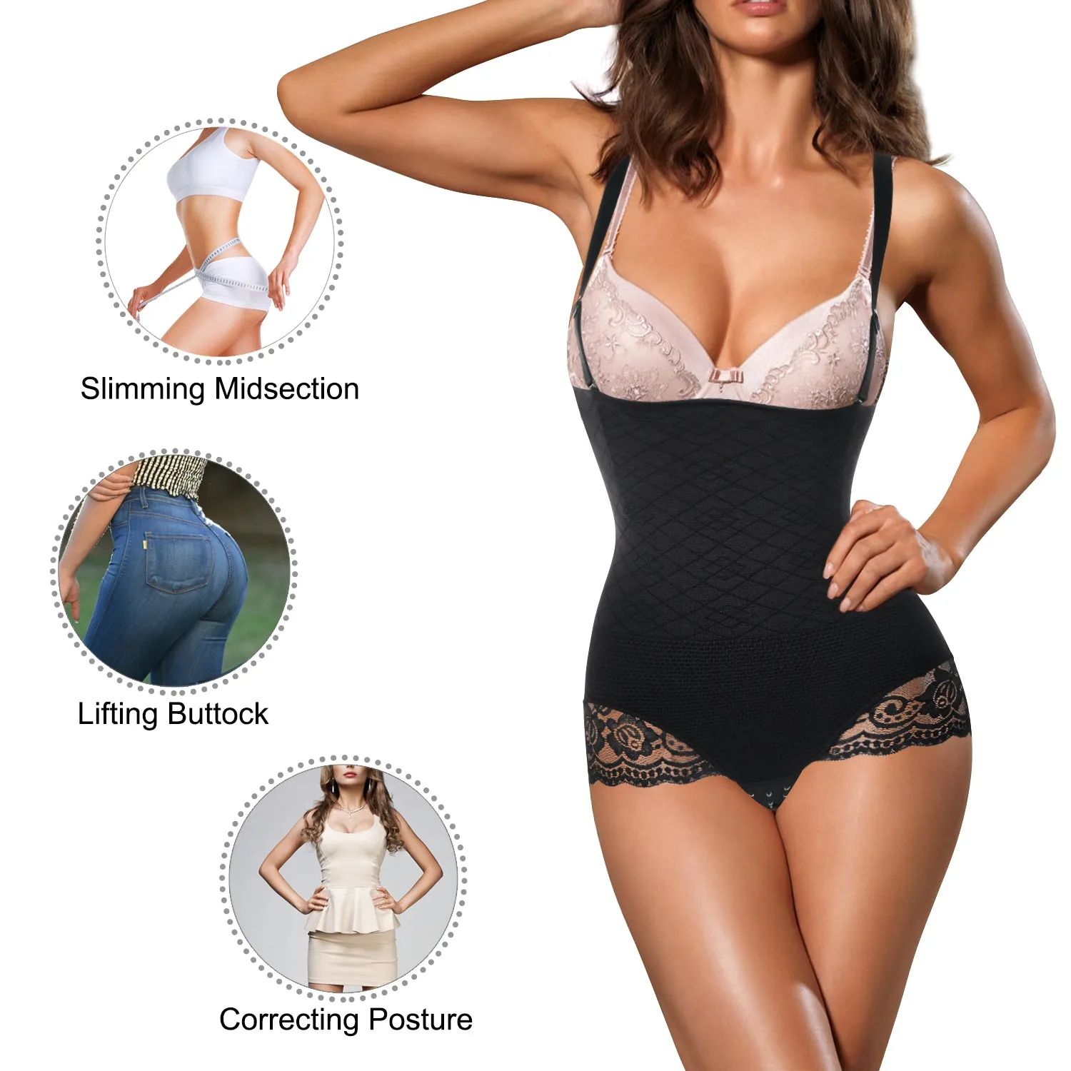 Women seamless bodysuit thong butt lifter high waist trainer