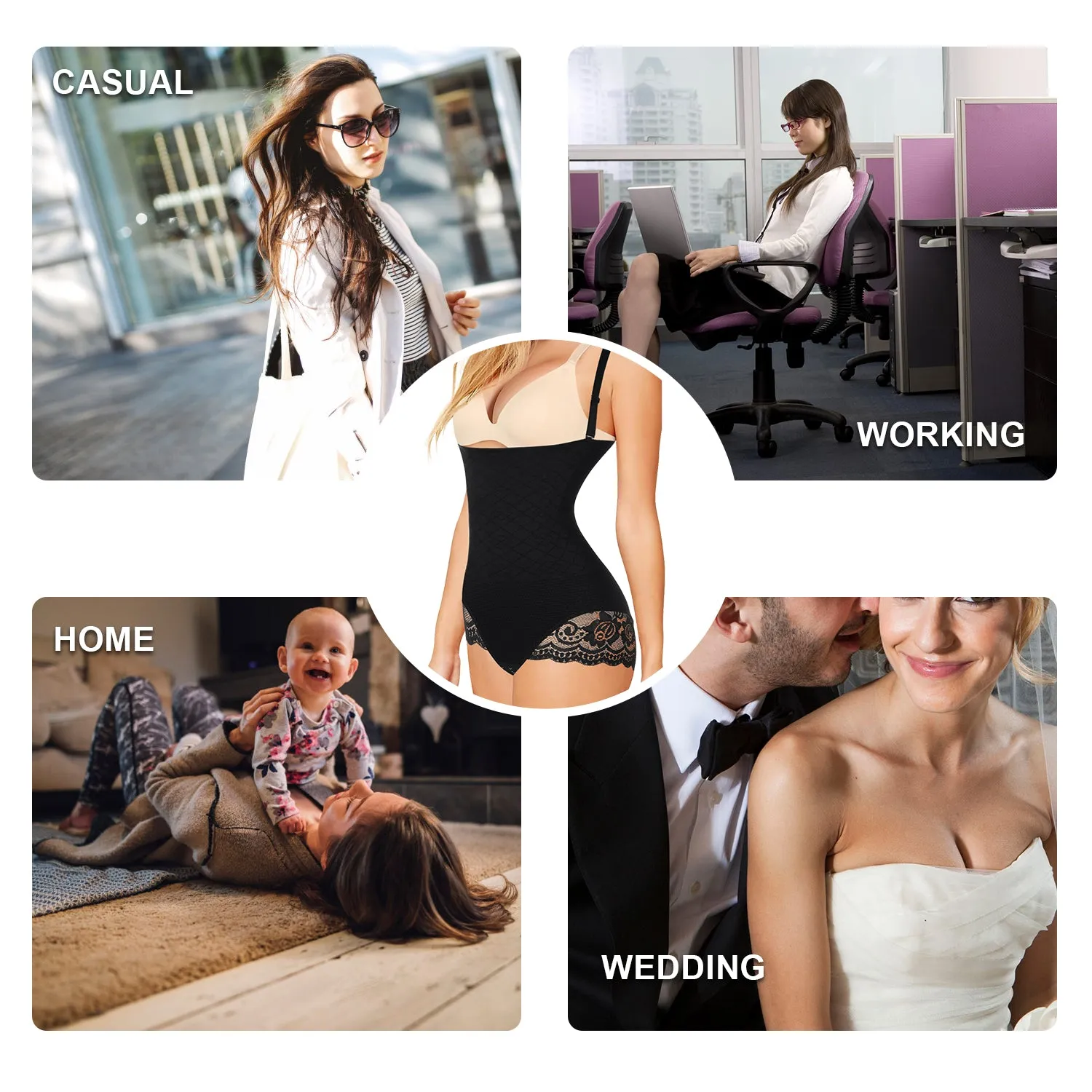 Women seamless bodysuit thong butt lifter high waist trainer