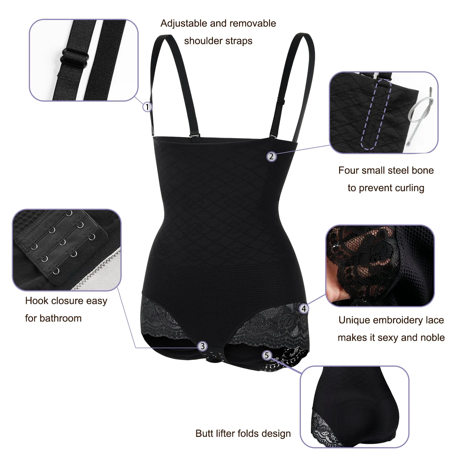 Women seamless bodysuit thong butt lifter high waist trainer