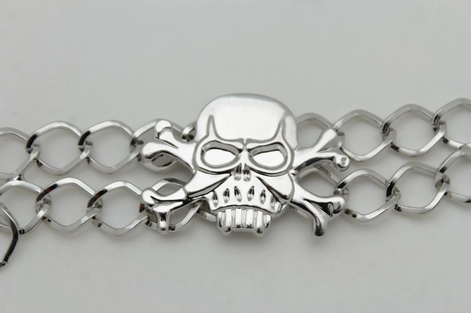 Women Silver Chain Bracelet Boot Shoe Bling Anklet Skeleton Charm Skull Western Style