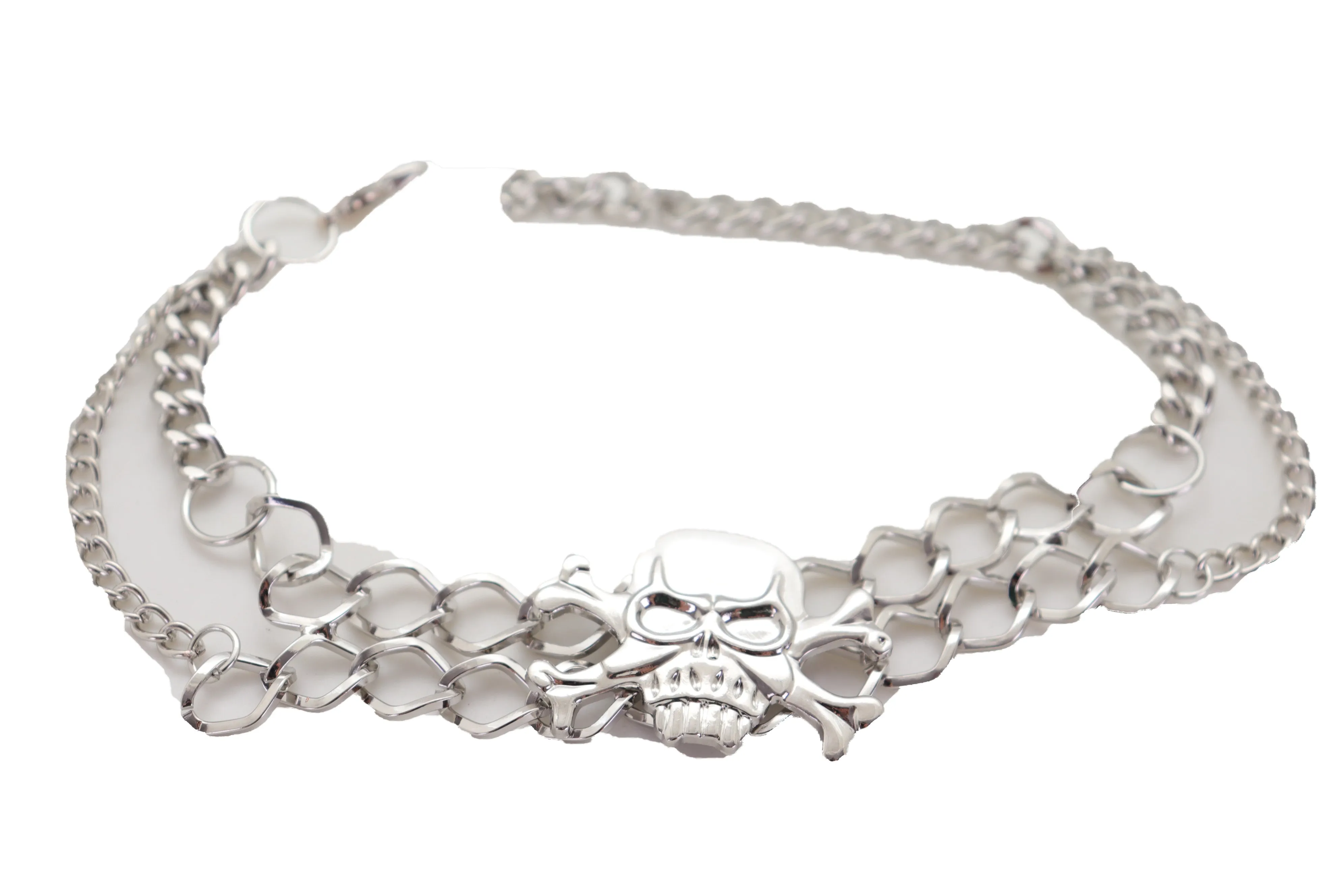 Women Silver Chain Bracelet Boot Shoe Bling Anklet Skeleton Charm Skull Western Style