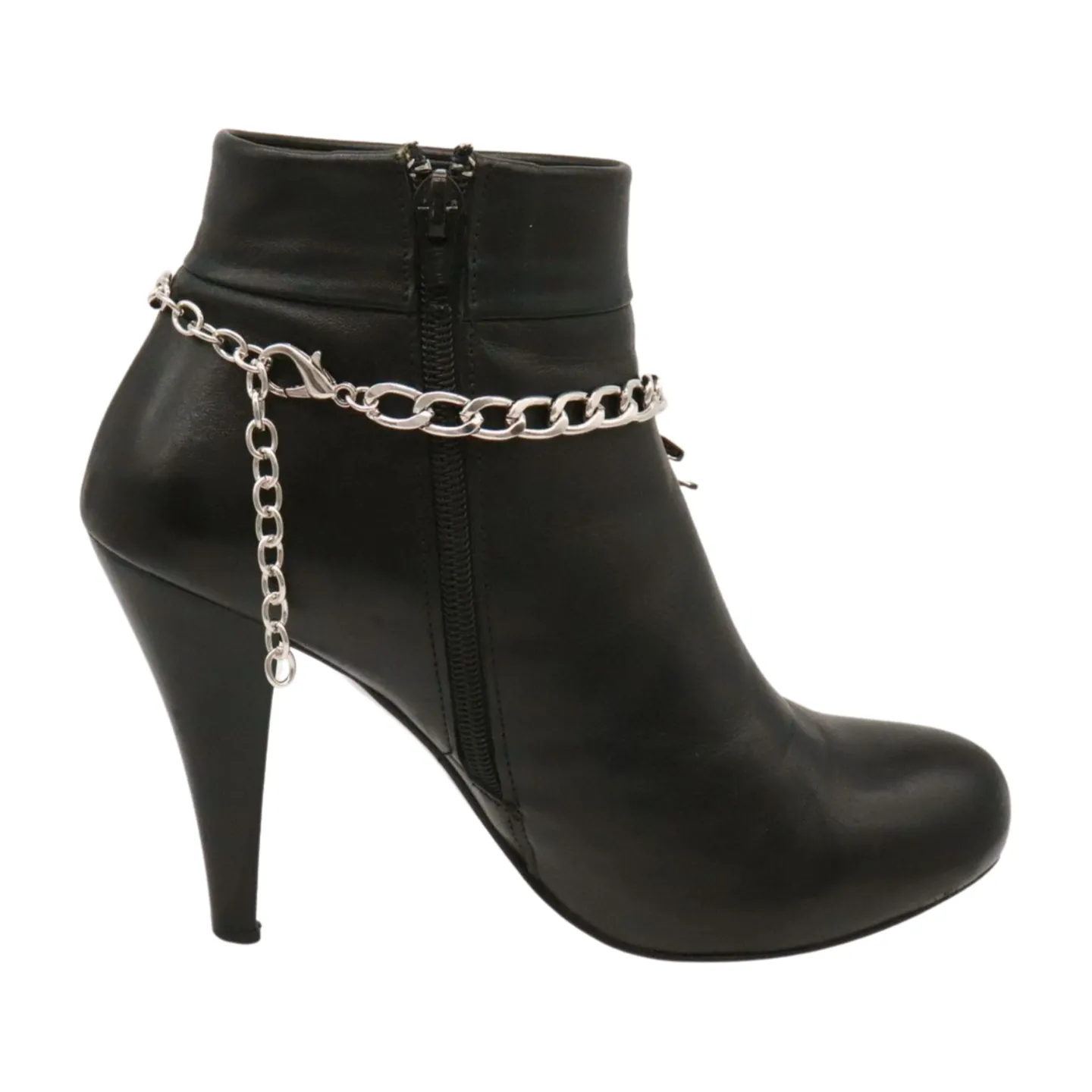 Women Silver Metal Chain Links Boot Bracelet Shoe LIVE TO RIDE Charm
