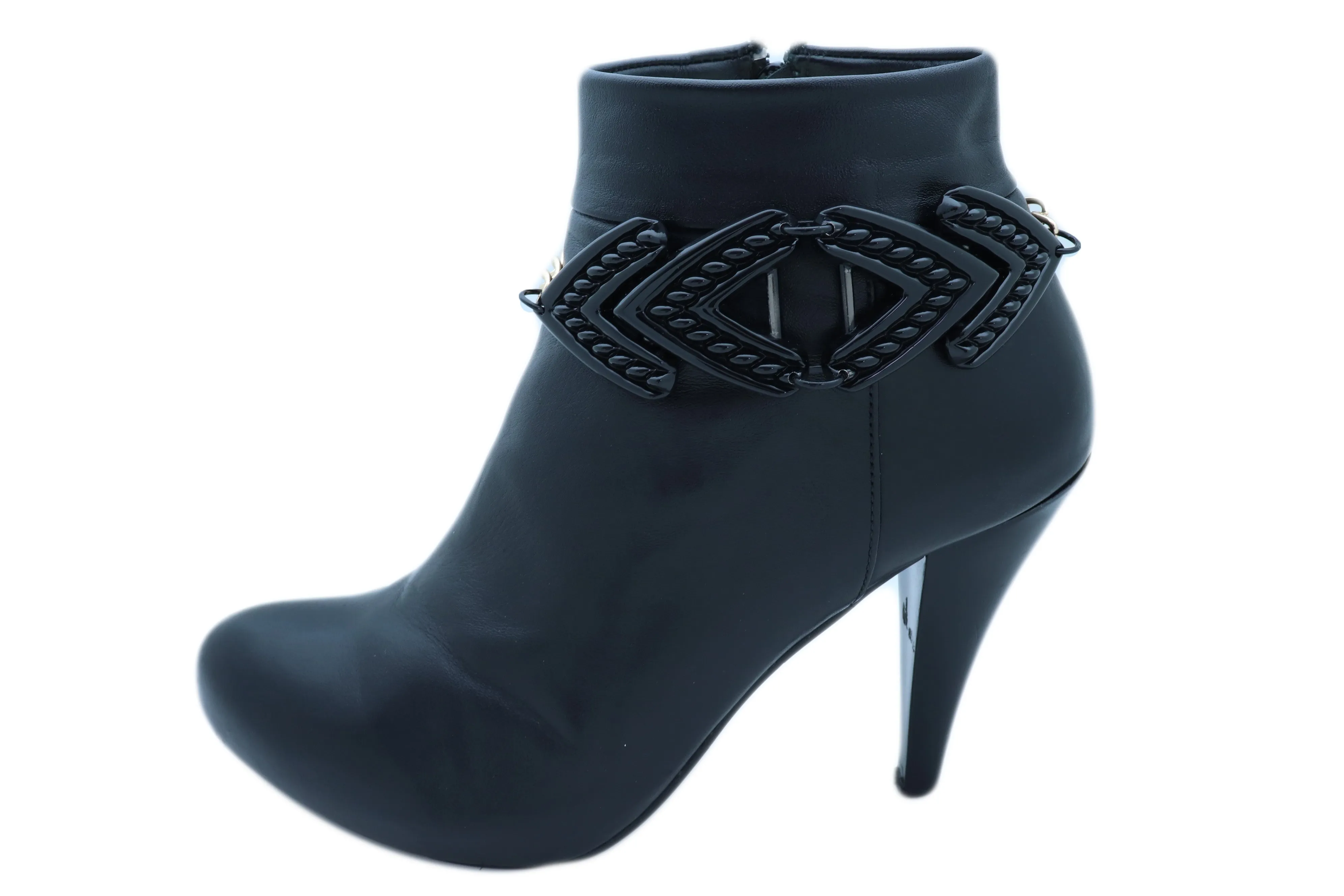 Women Silver Metal Chain Links Boot Bracelet Shoe LIVE TO RIDE Charm