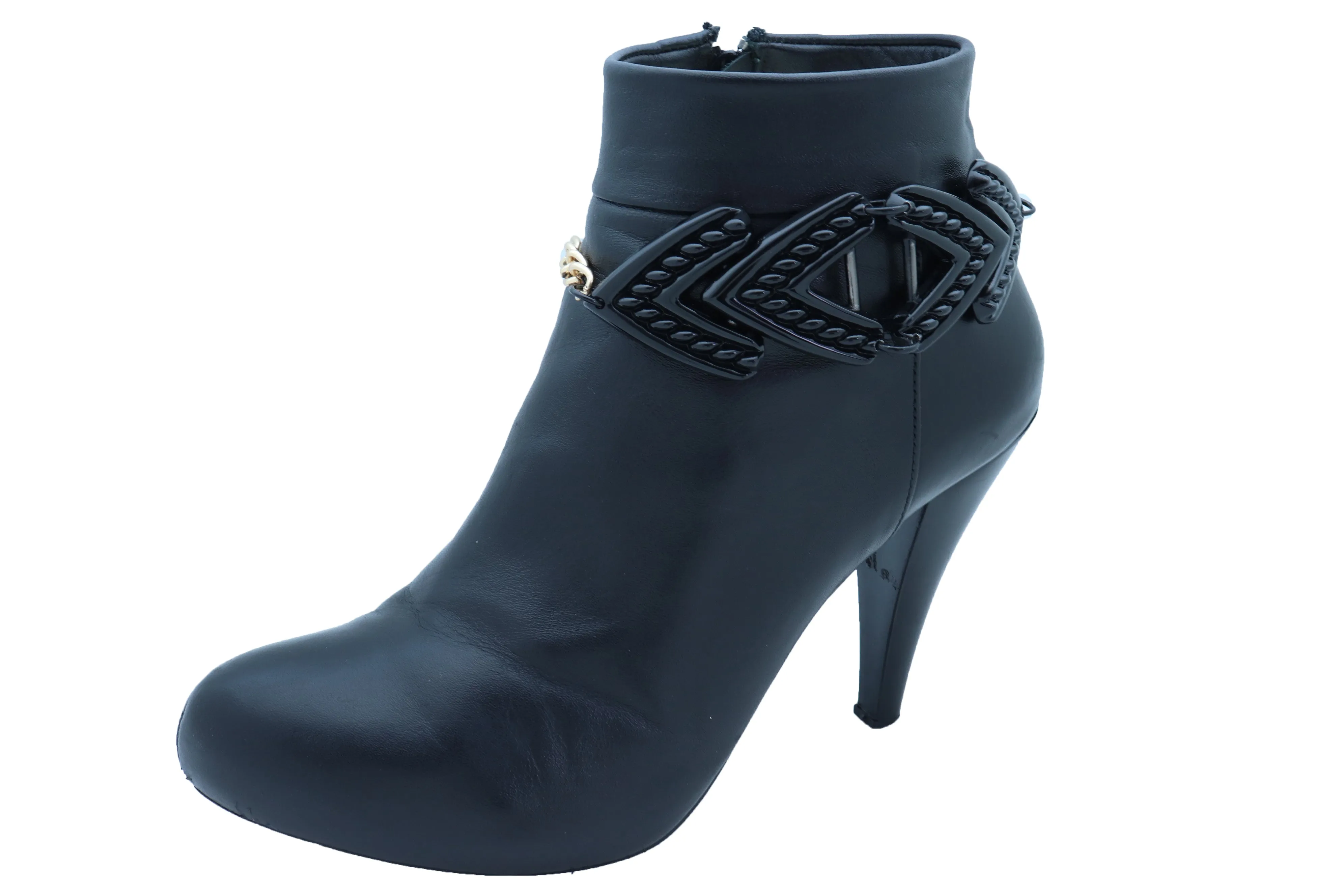 Women Silver Metal Chain Links Boot Bracelet Shoe LIVE TO RIDE Charm
