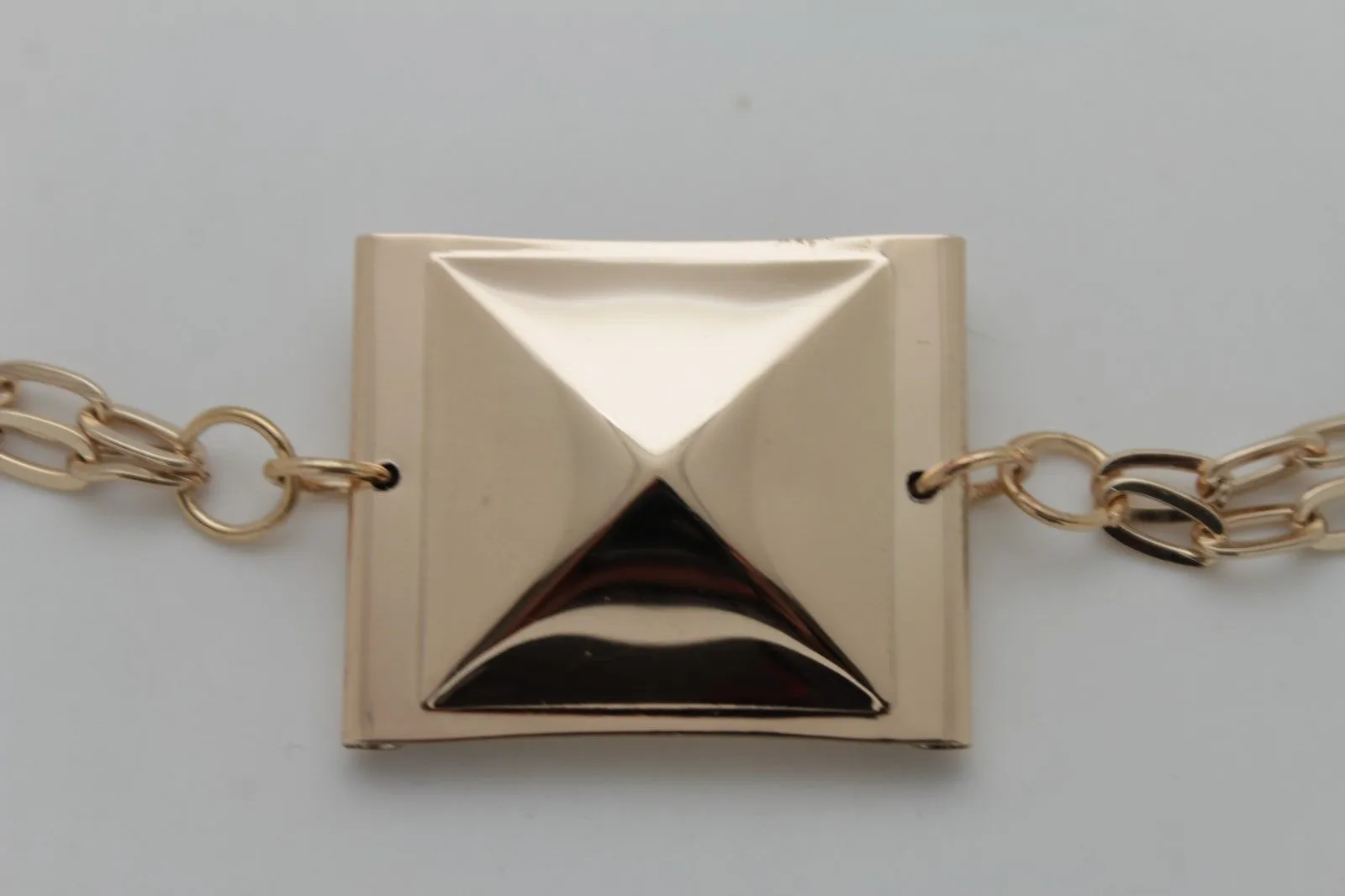 Women Western Trendy Style Boot decorative Gold Metal Chain Shoe Bling Pyramid Charm