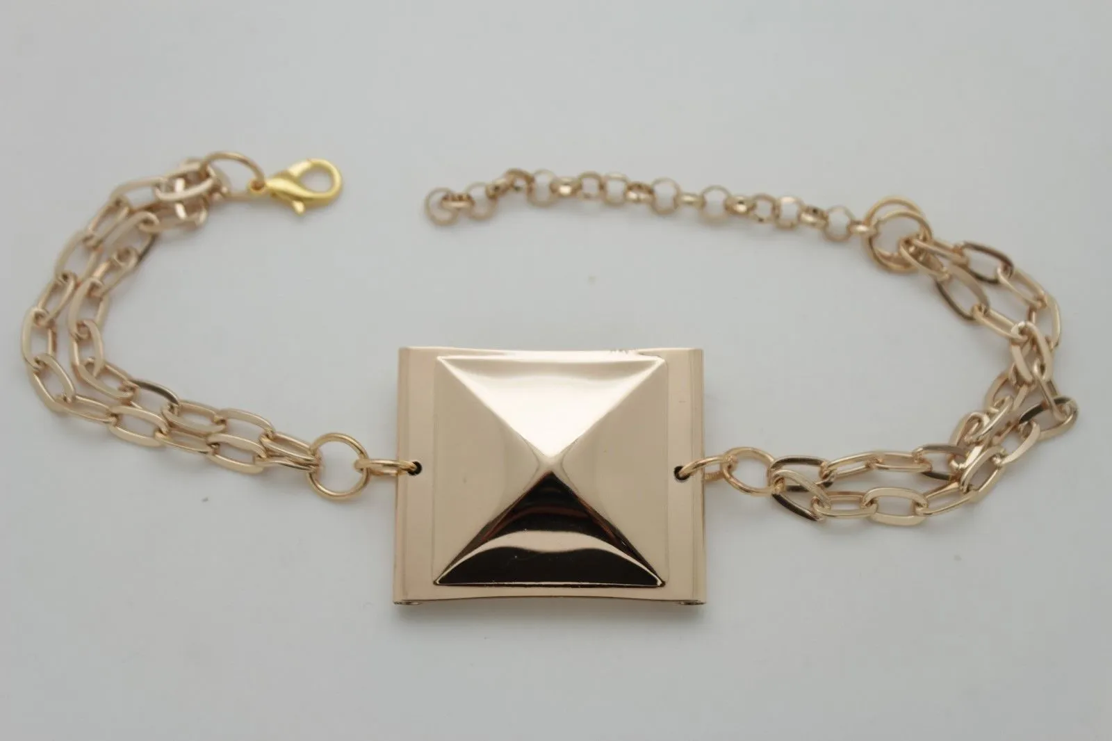 Women Western Trendy Style Boot decorative Gold Metal Chain Shoe Bling Pyramid Charm