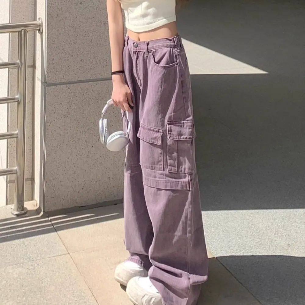 Women's American Retro Purple Cargo Pants