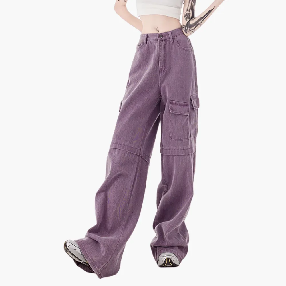 Women's American Retro Purple Cargo Pants