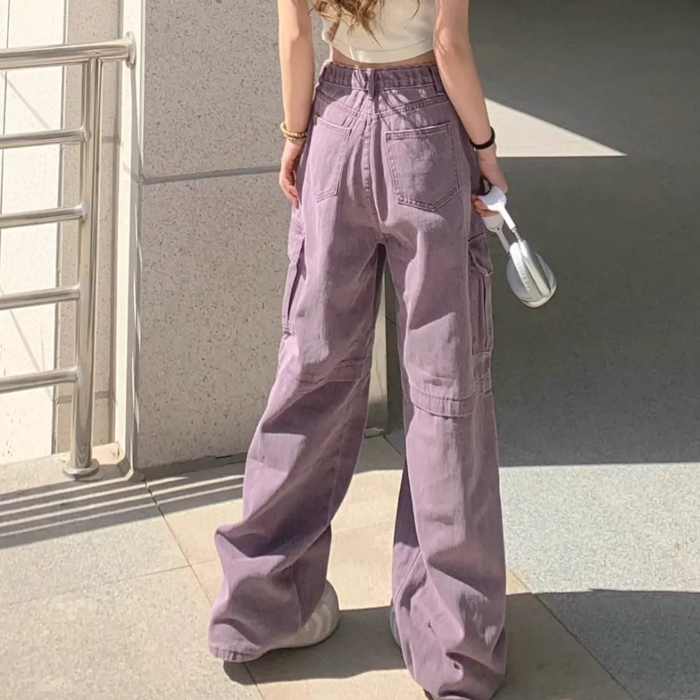 Women's American Retro Purple Cargo Pants