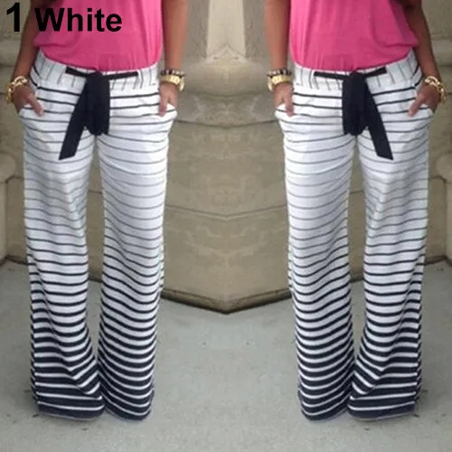 Women's Jogging Pants Comfortable Causal Trousers Striped Print Yoga Pants