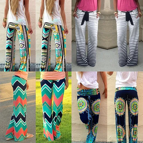 Women's Jogging Pants Comfortable Causal Trousers Striped Print Yoga Pants