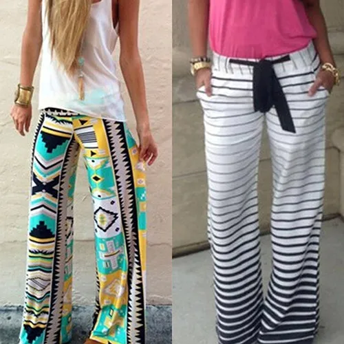 Women's Jogging Pants Comfortable Causal Trousers Striped Print Yoga Pants